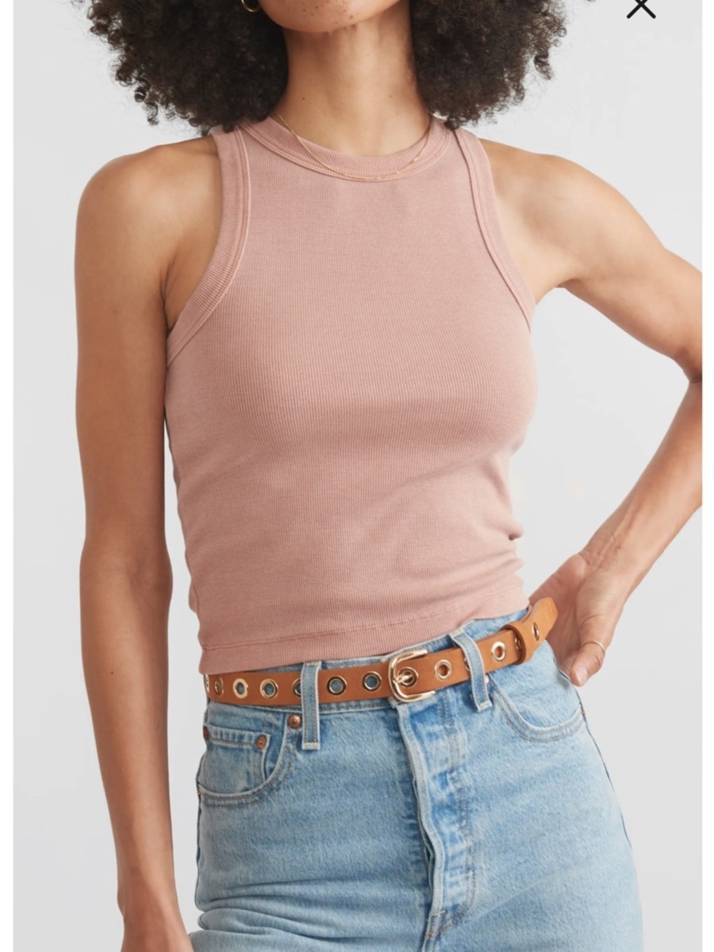 Marine Layer Lexi Rib Sun-In High Neck Crop Tank Size XS